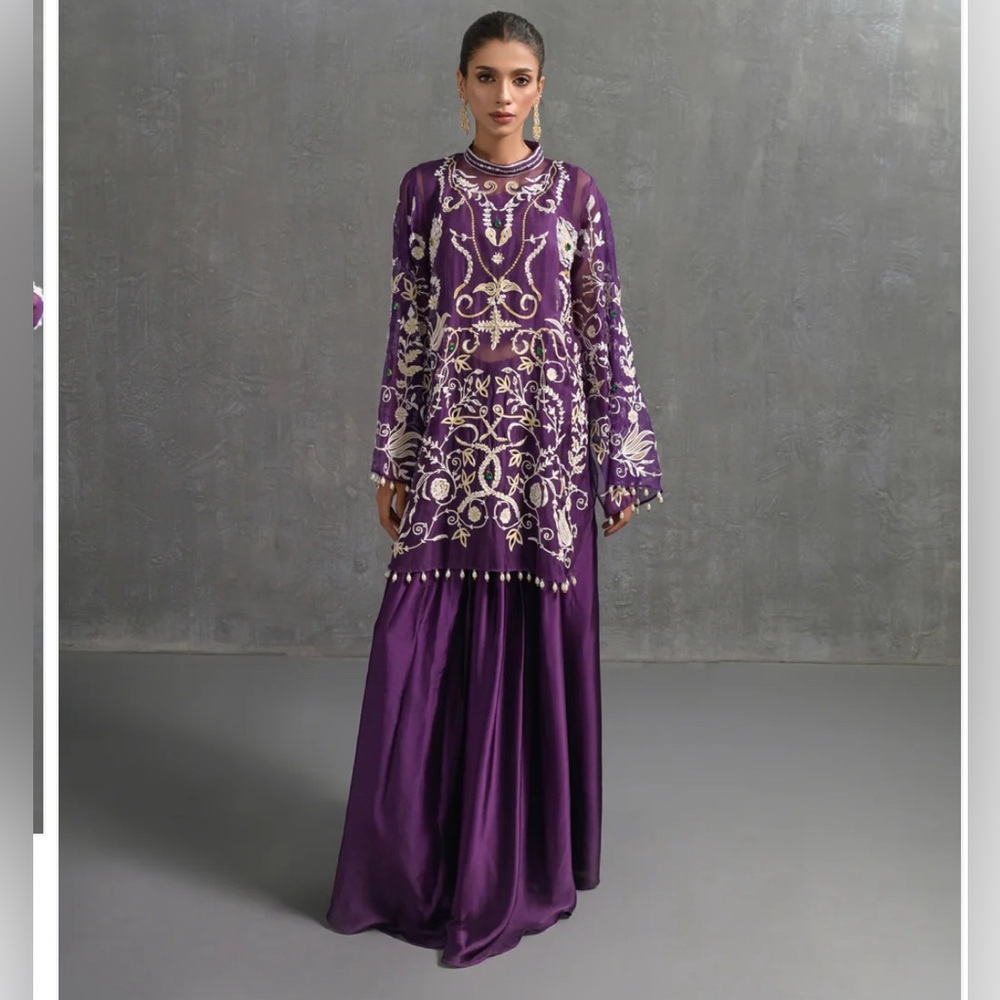 Elegant Purple Embroidered Dress